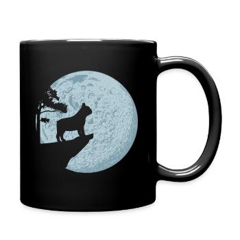 Französische Bulldogge Vollmond Hundeliebhaber - Tasse einfarbig - Schwarz - Rechts