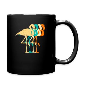 Flamant rose rétro - Mug uni - noir - Droite