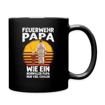 Feuerwehr Papa - Tasse einfarbig - Schwarz - Rechts