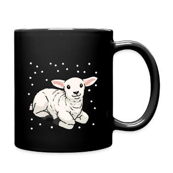 Baby Lamm Schaf Frohe Ostern Schnee Schafe - Tasse einfarbig - Schwarz - Rechts