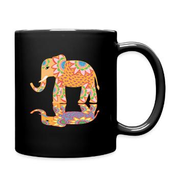 Éléphant indien animal sauvage Safari coloré - Mug uni - noir - Droite
