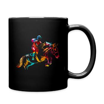 Springreiten Geschenk - Tasse einfarbig - Schwarz - Rechts