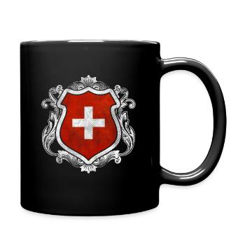Schweiz - Tasse einfarbig - Schwarz - Rechts