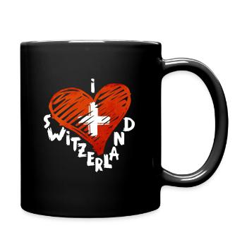 Schweiz - Tasse einfarbig - Schwarz - Rechts