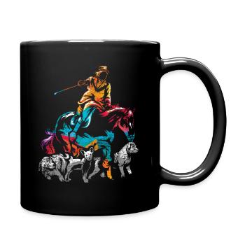 Geschenk Schleppjagd Jagdreiten - Tasse einfarbig - Schwarz - Rechts