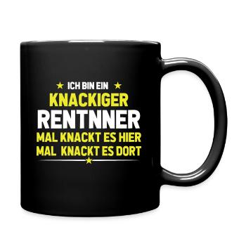 Ich bin ein knackiger Rentner - Tasse einfarbig - Schwarz - Rechts