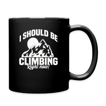 Klettern Berg Kletterer Klettersport Hangeln - Tasse einfarbig - Schwarz - Rechts