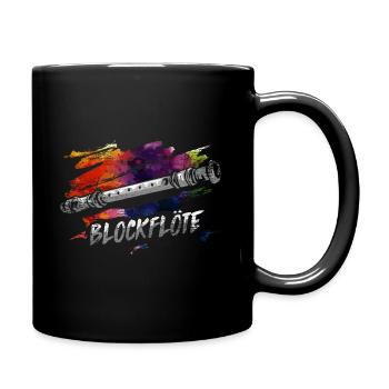 Blockflöte Flöte Geschenk - Tasse einfarbig - Schwarz - Rechts