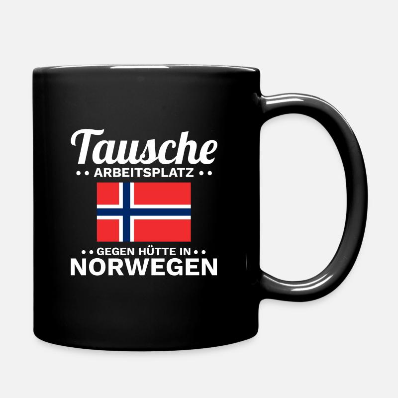 Hütte in Norwegen Spruch - Tasse einfarbig - Schwarz