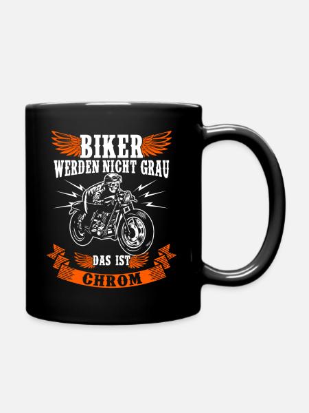 Motorrad fahren Shirt Geschenk Biker Chrom - Tasse einfarbig - Schwarz