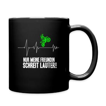 Motocross Herzschlag Enduro Bike Biker Motorrad - Tasse einfarbig - Schwarz - Rechts