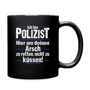Polizist - Tasse einfarbig - Schwarz - Rechts
