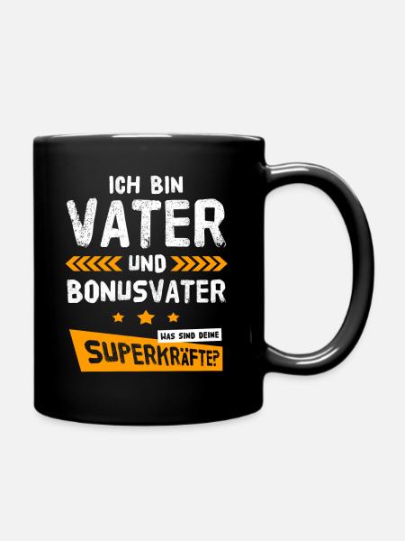 Vater Bonus Papa Bonusvater Bonuspapa Vatertag - Tasse einfarbig - Schwarz