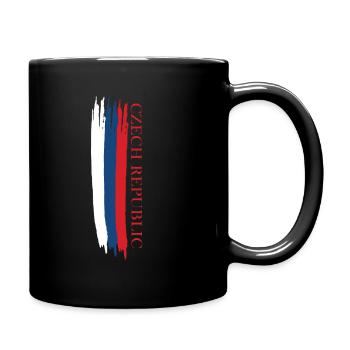 Czech Republic sketched national colours - Full Colour Mug - black - Right