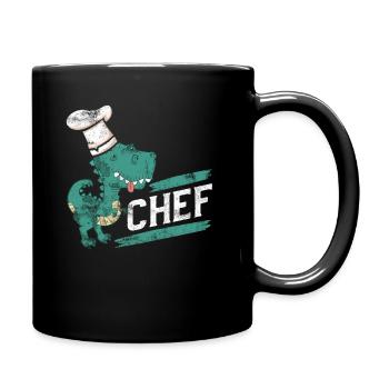 Dino Chef Cooking Kitchen Baking Gift - Full Colour Mug - black - Right