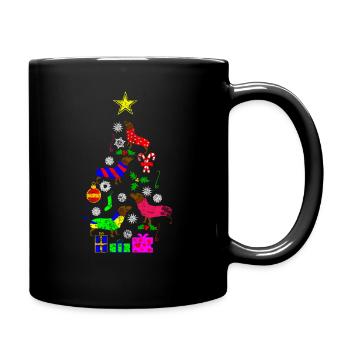 Dackel Weihnachten - Tasse einfarbig - Schwarz - Rechts