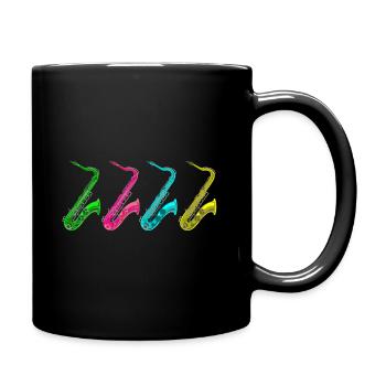 Retro Saxophon Musiker - Tasse einfarbig - Schwarz - Rechts