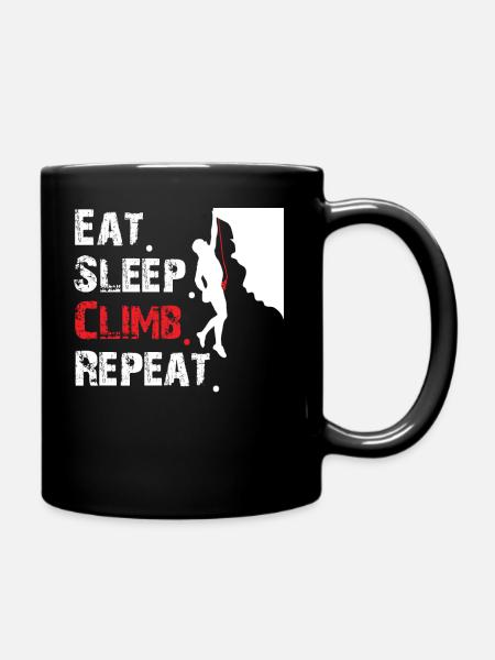 Eat Sleep Climb Repeat climbing lovers design - Full Colour Mug - black
