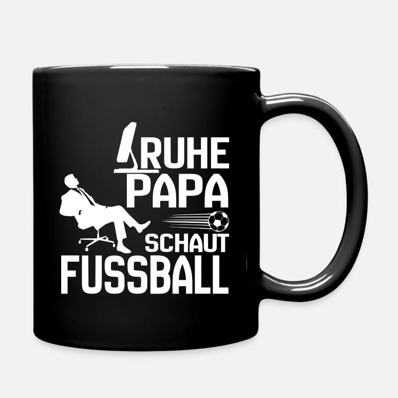Fussball SHIRT - Ruhe Papa schaut - Tasse einfarbig - Schwarz