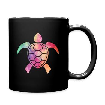 Schildkröte Geschenk - Tasse einfarbig - Schwarz - Rechts