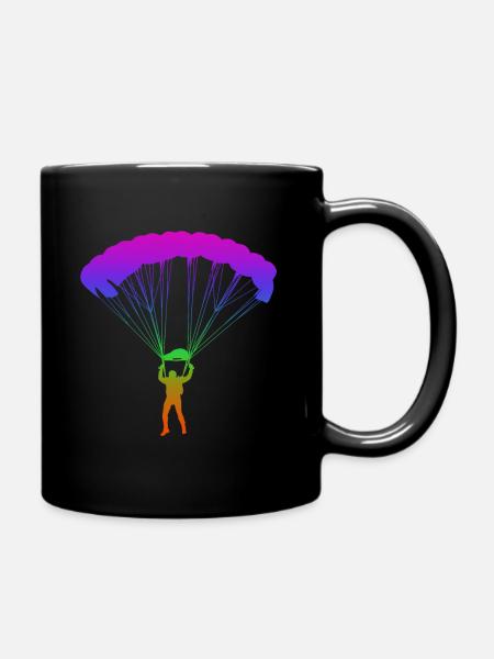 Fallschirmspringen Regenbogen Silhuette - Tasse einfarbig - Schwarz