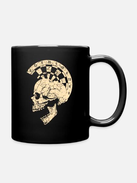 Totenkopf mit Dartscheibe - Tasse einfarbig - Schwarz
