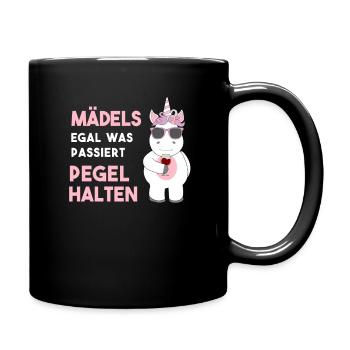 Eihorn JGA Damen Spruch - Junggesellin Geschenk - Tasse einfarbig - Schwarz - Rechts
