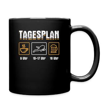 Tagesplan Kaffee Tauchen Bier Taucher Schnorchler - Tasse einfarbig - Schwarz - Rechts