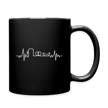 Bier Brezel Wurst Herzschlag Geschenk - Tasse einfarbig - Schwarz - Rechts