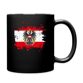 Österreich Flagge Wappen Adler - Tasse einfarbig - Schwarz - Rechts