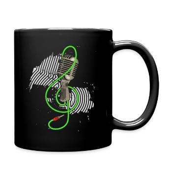 Retro Mikrofon Vintage Karaoke Sänger Podcast DJ - Tasse einfarbig - Schwarz - Rechts