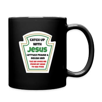 Catch Up With Jesus Religious Christ Christian Bib - Full Colour Mug - black - Right