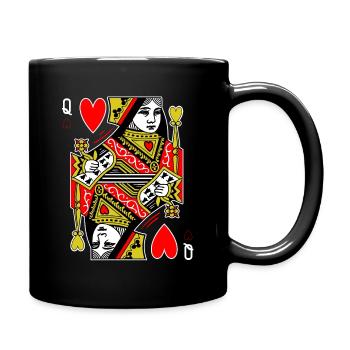Heart lady playing card - Full Colour Mug - black - Right