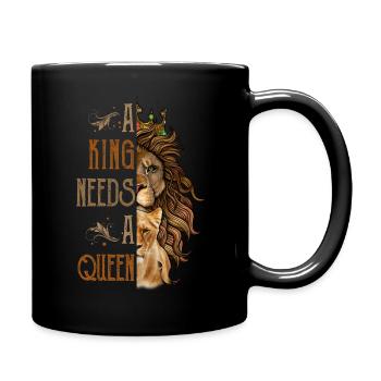 Couple partenaire Roi et Reine Lion - Mug uni - noir - Droite