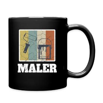 Maler Vintage - Tasse einfarbig - Schwarz - Rechts