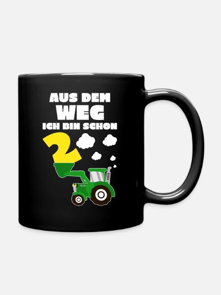 2 Jahre Geburtstag Traktor Ich Bin Schon 2 Trecker - Tasse einfarbig - Schwarz