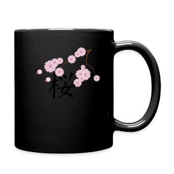 cherry blossom japanese kanji hanami - Full Colour Mug - black - Right