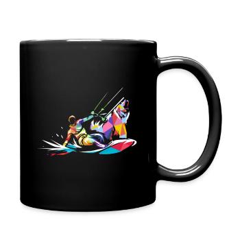 Bär Kitesurfing Geschenk - Tasse einfarbig - Schwarz - Rechts