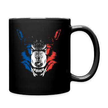 France flag wolf - Full Colour Mug - black - Right