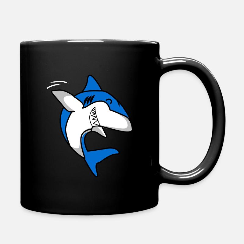 WInkender Hai Weißer Hai Haifischflosse Raubtier - Tasse einfarbig - Schwarz