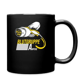 Blutgruppe Ampere Elektroauto E-Mobilität E-Auto - Tasse einfarbig - Schwarz - Rechts