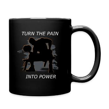 Bodybuilding fitness strength training muscle building - Full Colour Mug - black - Right
