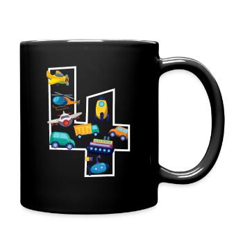 4 years old - 4th birthday - Full Colour Mug - black - Right