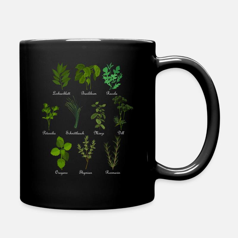 Vintage botanische Kräuter - Tasse einfarbig - Schwarz