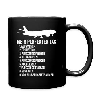 Flugzeug Fliegen Urlaub - Tasse einfarbig - Schwarz - Rechts