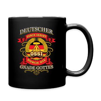 Ossi durch die Gnade Gottes - Ossi Design Ostdeuts - Tasse einfarbig - Schwarz - Rechts