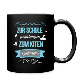 Zum Kiten geboren Kiteboarder Kitesurfen Kiten - Tasse einfarbig - Schwarz - Rechts