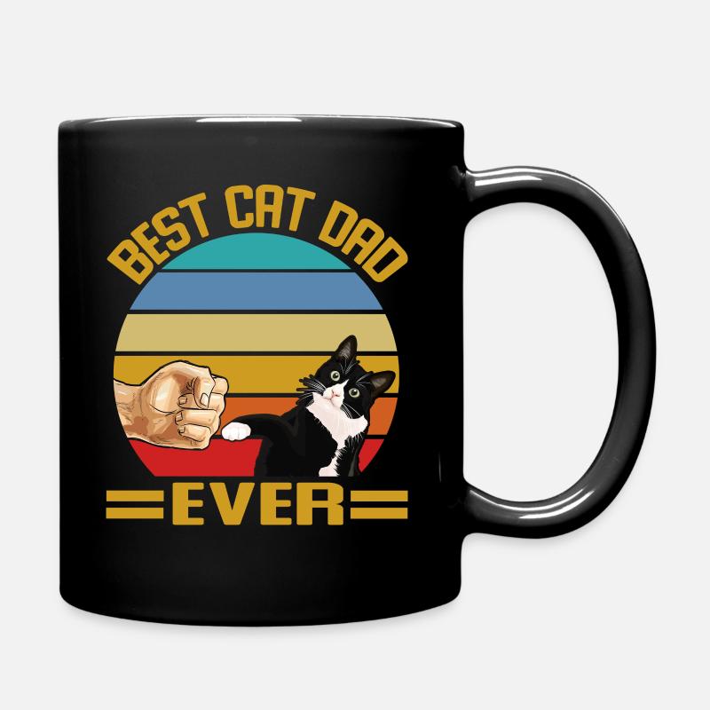 Vintage Best Cat Dad Ever Lustiger Spruch Katze - Tasse einfarbig - Schwarz