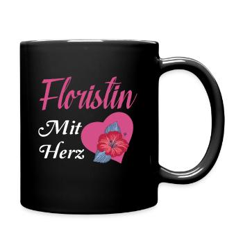 Floristin mit Herz - Tasse einfarbig - Schwarz - Rechts