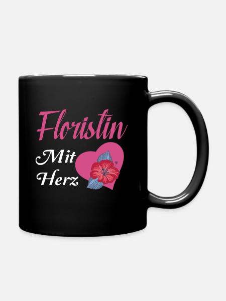 Floristin mit Herz - Tasse einfarbig - Schwarz